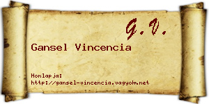 Gansel Vincencia névjegykártya